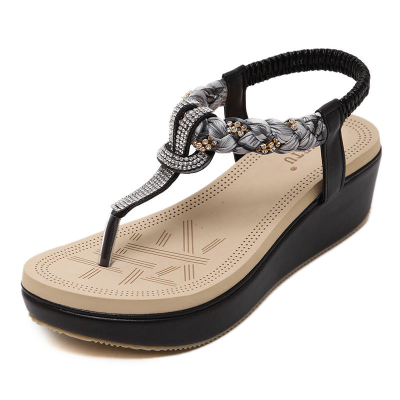 Dame Wedge Tåsplitter med mode rhinestone detaljer og komfortabelt fodseng Stilla