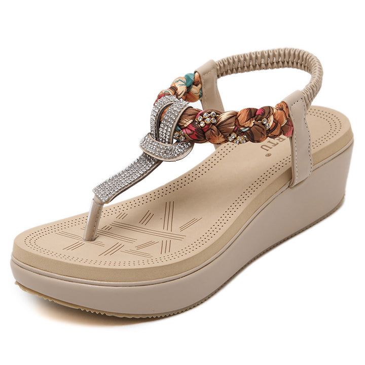 Dame Wedge Tåsplitter med mode rhinestone detaljer og komfortabelt fodseng Stilla