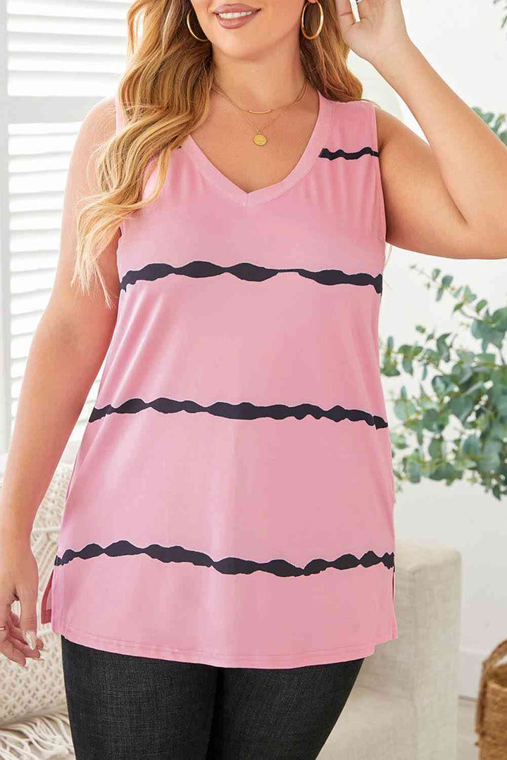 Stilla | Plus Size Printed V-hals Tank