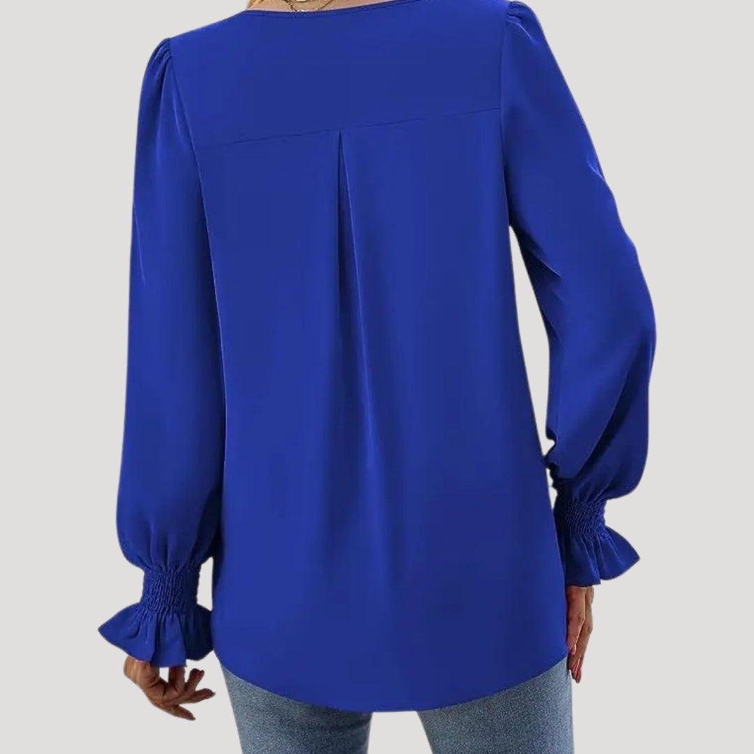 Stilla | Elegant V-Hals Langærmet Bluse