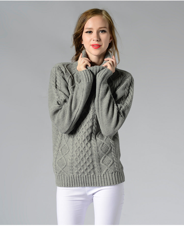 Skovae | Dame Rullekrave sweater med lange ærmer og kabelstrik