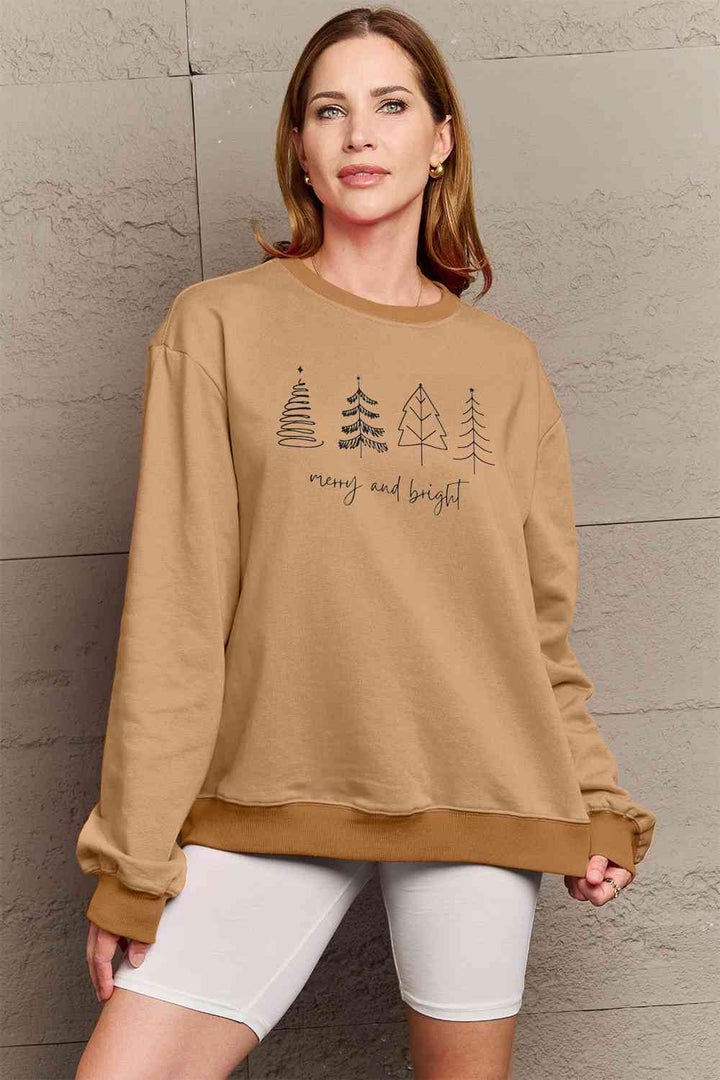 Stilla | Love Full Size Merry and Bright Graphic Sweatshirt