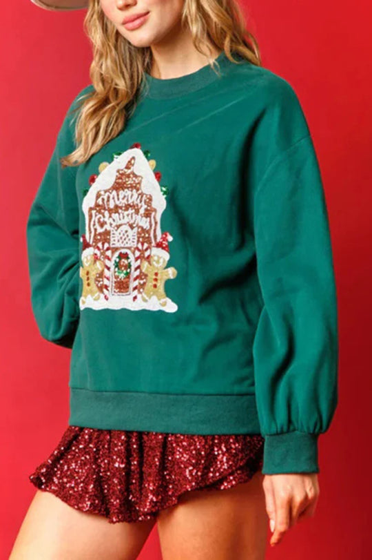Stilla | Jule slik hus Paillet Casual Loose Sweatshirt