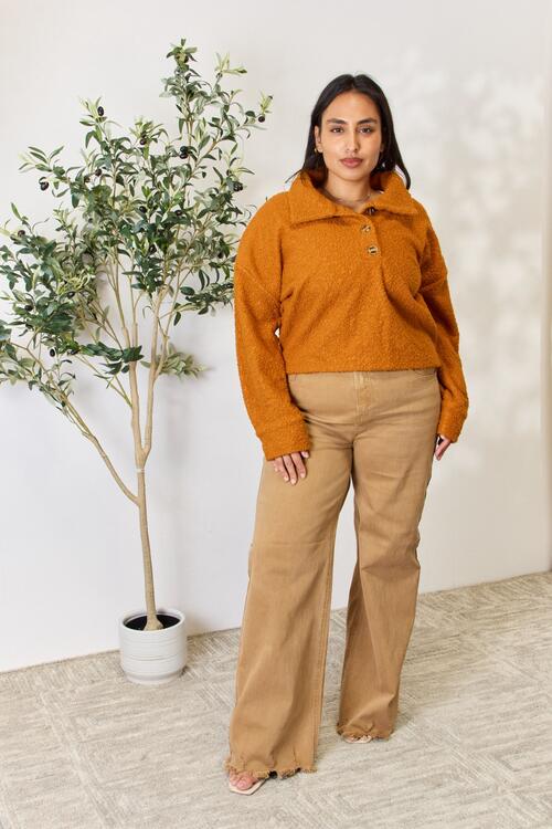 Stilla | Code Fuld Størrelse Halv Knap Turtleneck Sweatshirt