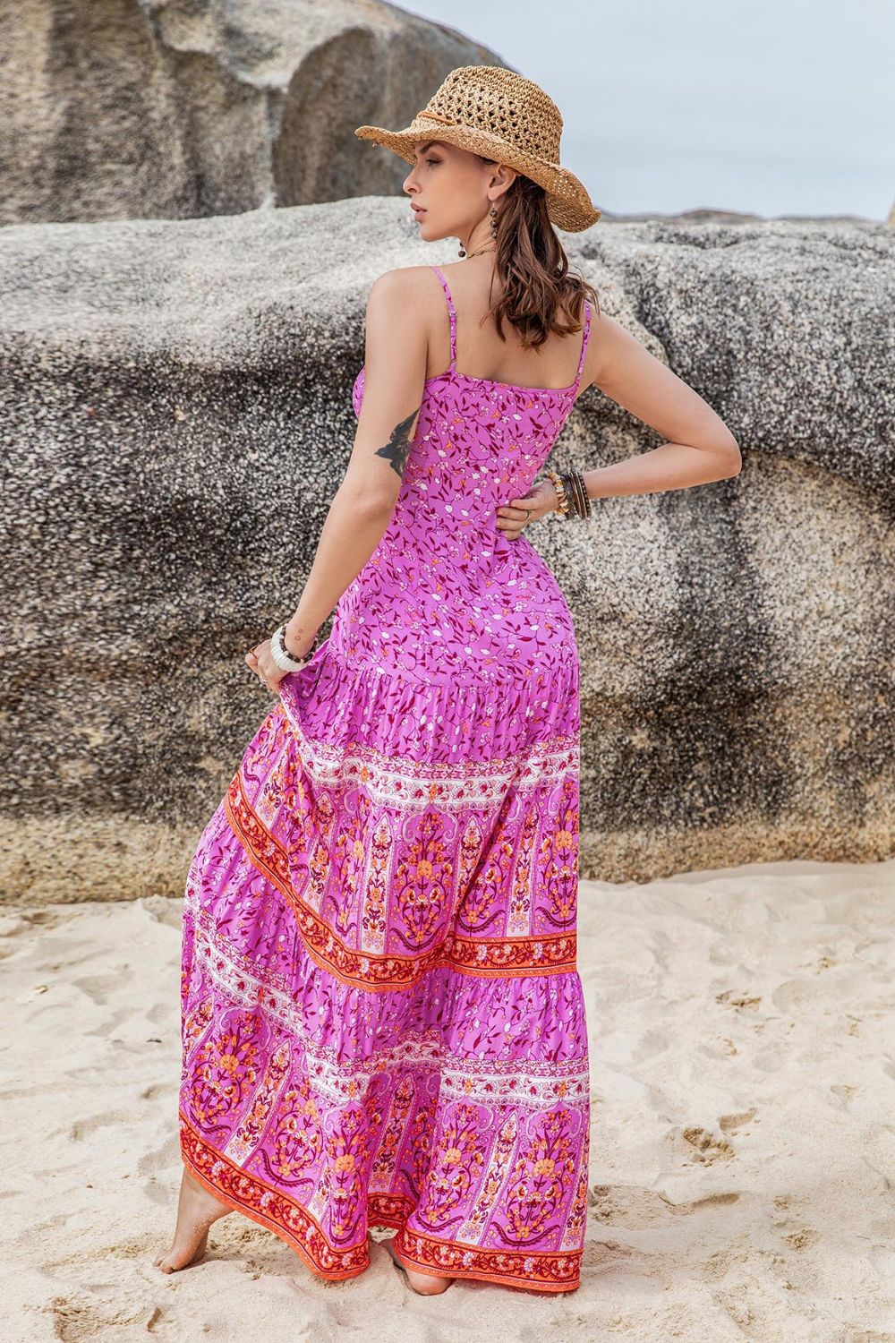 Stilla | Straight Neck Sleeveless Split Maxi Dress