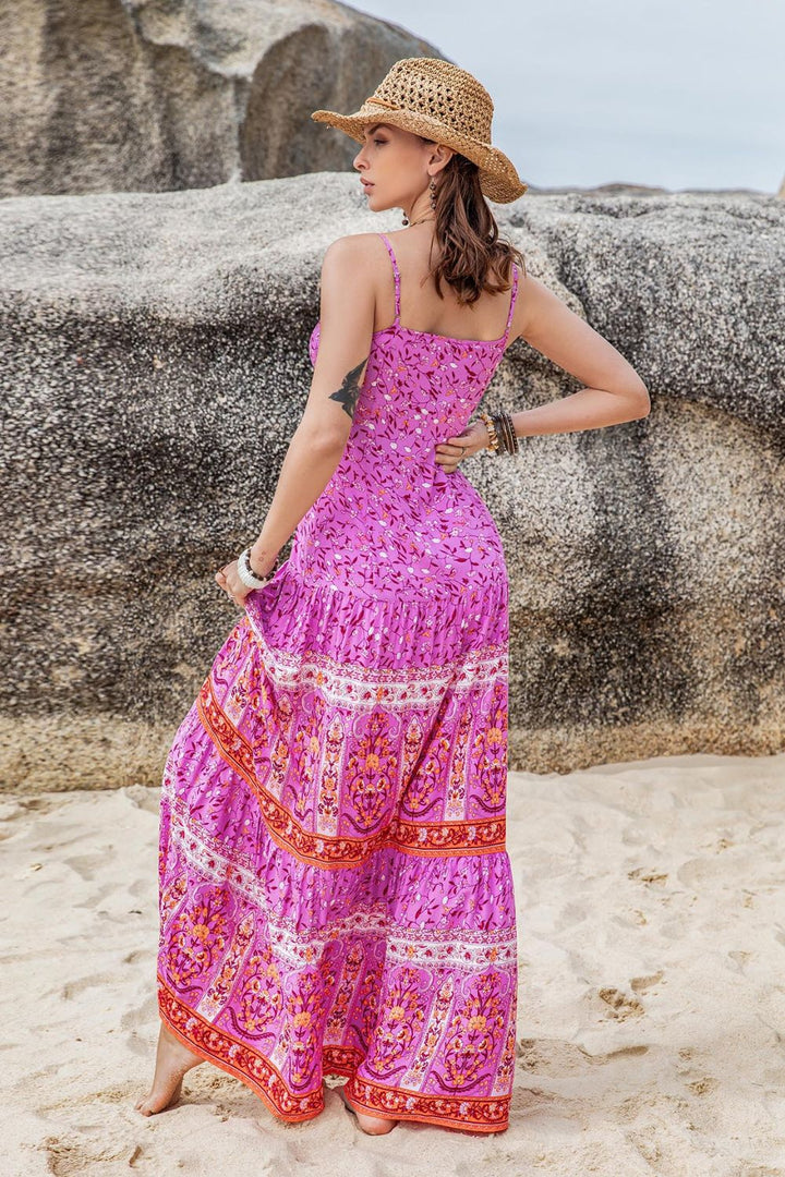 Stilla | Straight Neck Sleeveless Split Maxi Dress