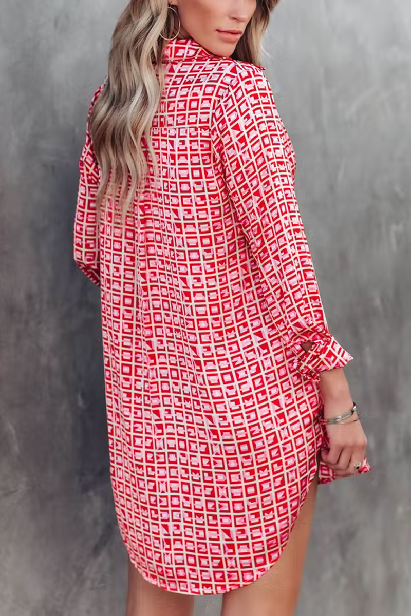 Stilla | Brenleigh Printed Satin Knap Ned Skjorte Kjoler