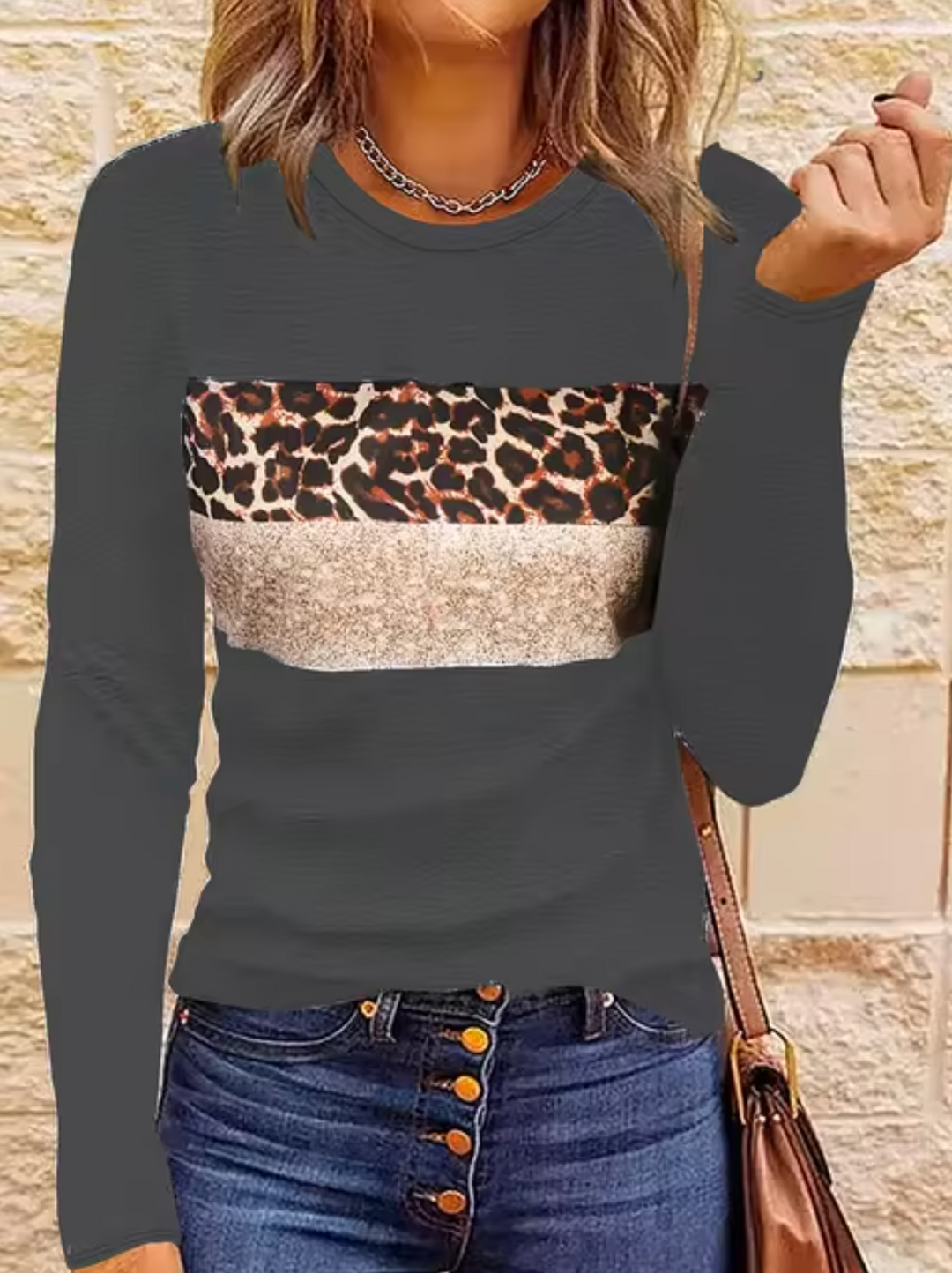 Stilla | Langærmet T-shirt med leopardtryk