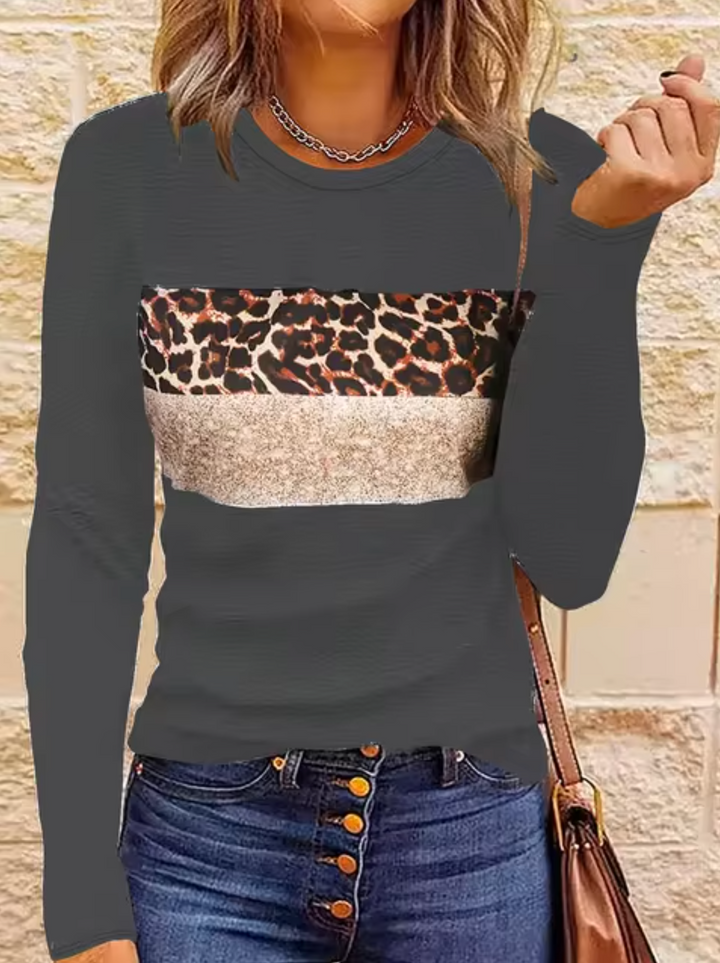 Stilla | Langærmet T-shirt med leopardtryk