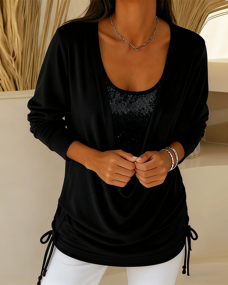 Stilla | Top med kontrastfarver i to-i-en look