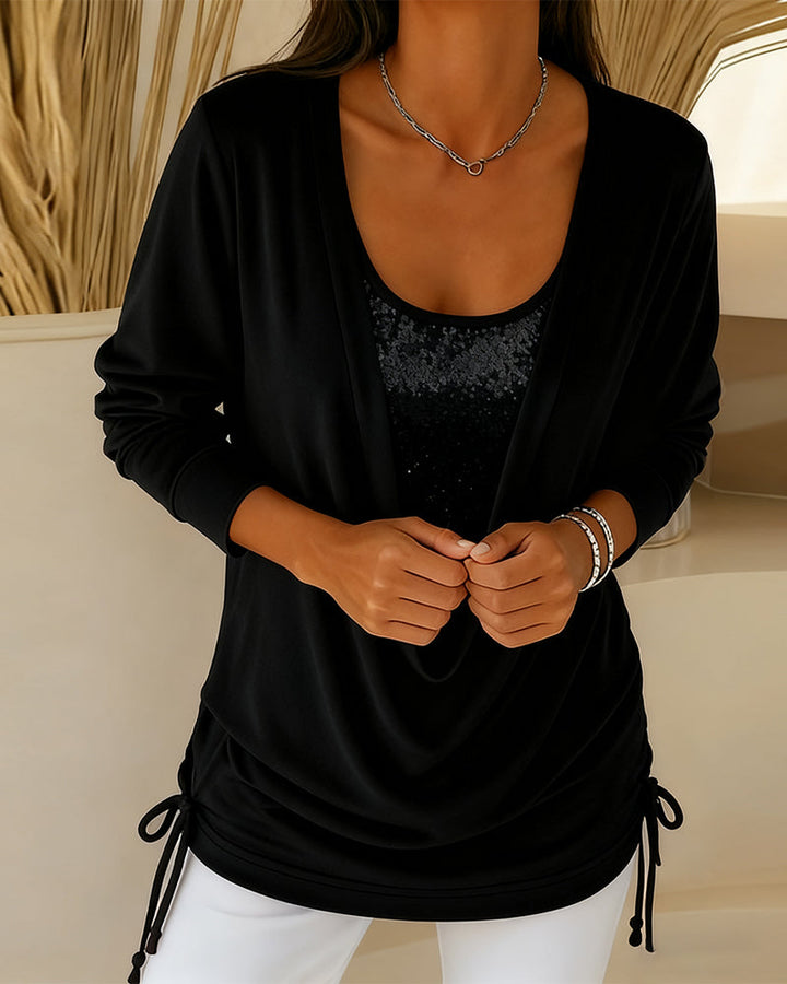 Stilla | Top med kontrastfarver i to-i-en look
