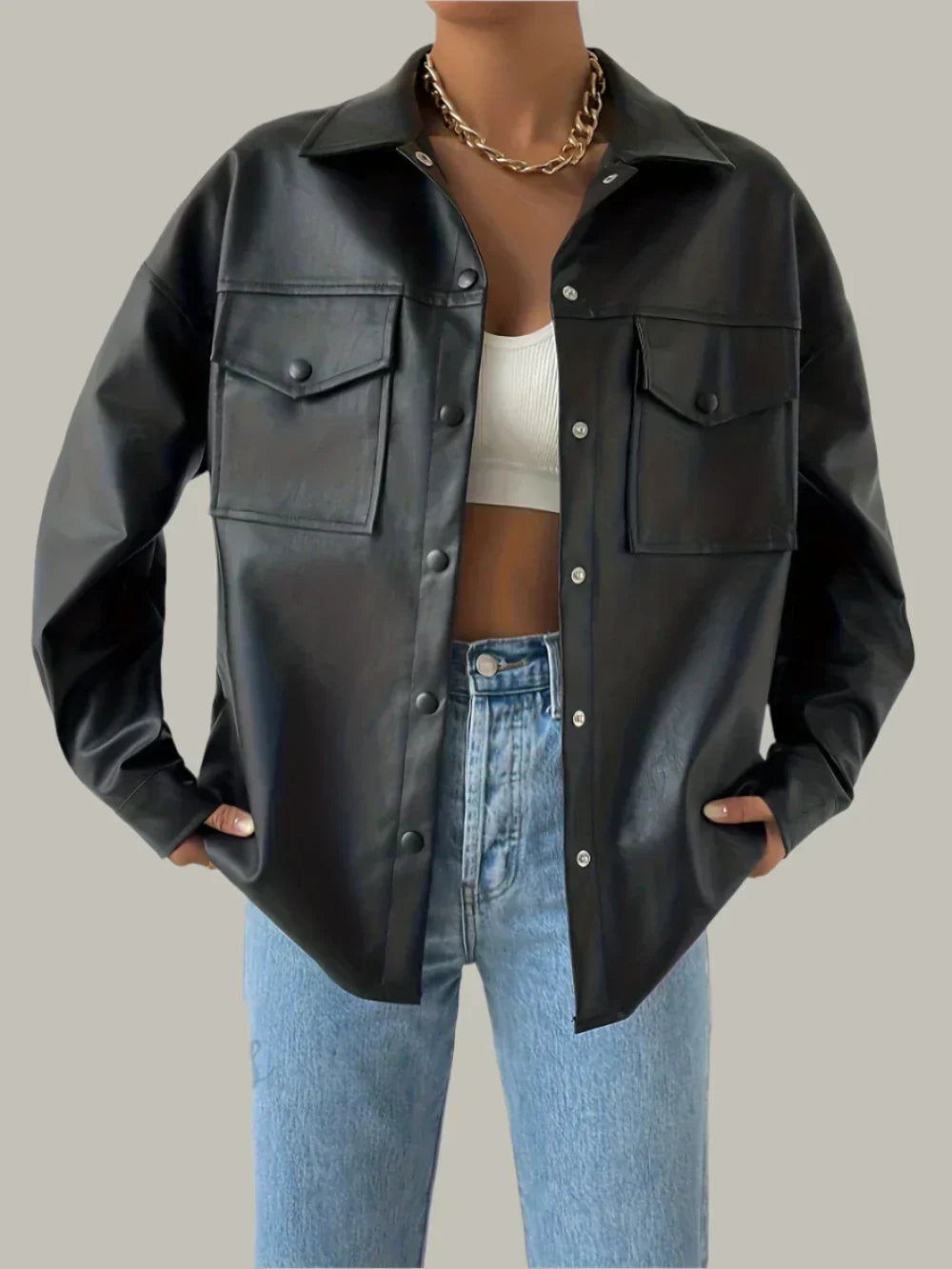 Stilla | Dame Knap Front Moto Jakke Langærmet Streetwear Design