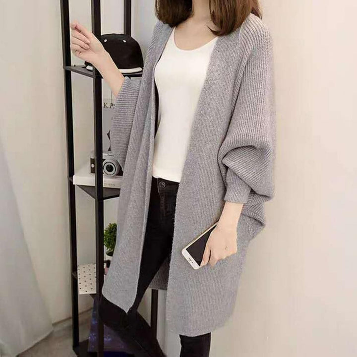 Stilla | Cardigan Lang Strikjakke Oversized Fit Åben Forside Blød og Varm