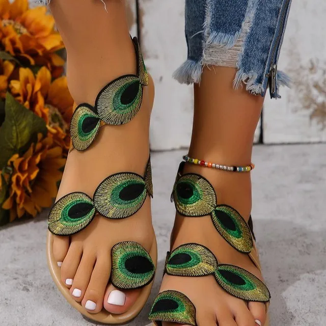 Stilla | Gule Broderede Künstige Blomster Sandaler