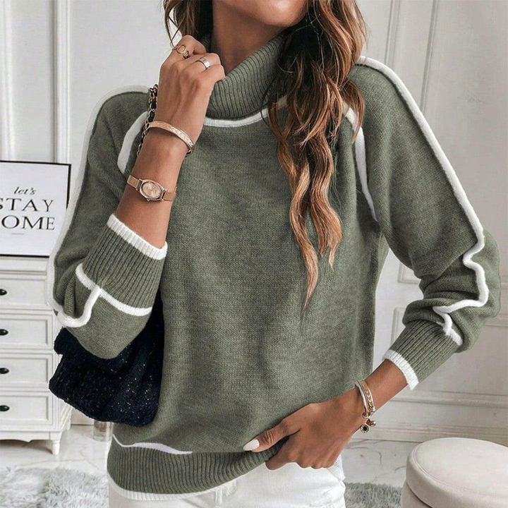 Stilla | Rullekrave sweater Løs pasform Lange ærmer Kontrastdetaljer