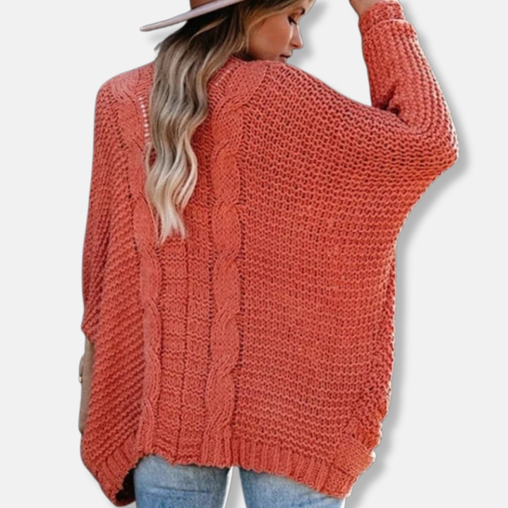 Stilla | Uld Oversized Cardigan Ribbede Åben Frontlommer Cardigan