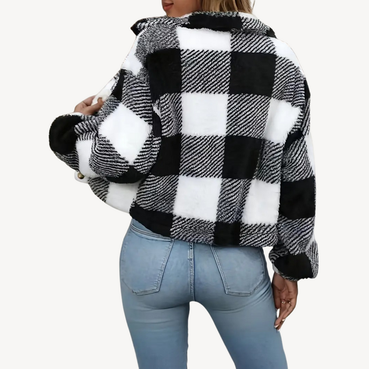 Stilla | Dame Tjekket Sherpa Jakke