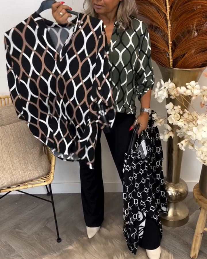 Stilla | Afslappet Bluse med Lange Ærmer og Print