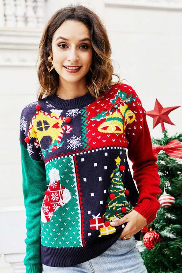 Stilla | Snefnug Juletræ Sweater Striktrøje