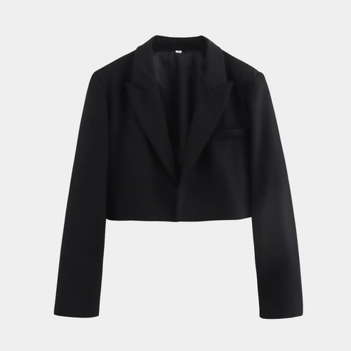 Stilla | Cropped Blazerjakke Måltilpasset Langærmet Åben Front