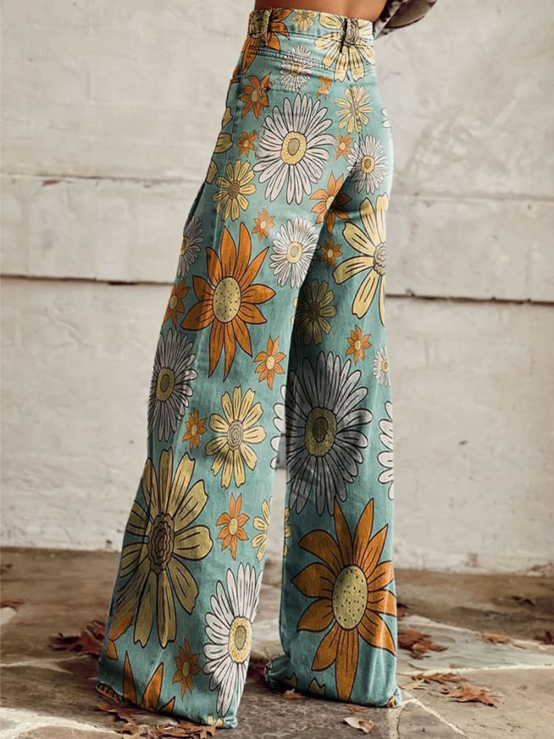 Stilla | Vintage Blomstrede Kvinders Wide Leg Bukser