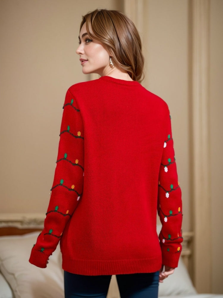 Stilla | Broderet juletræ strikpullover
