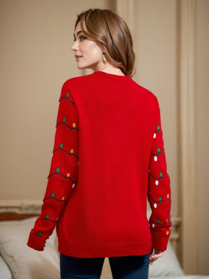 Stilla | Broderet juletræ strikpullover