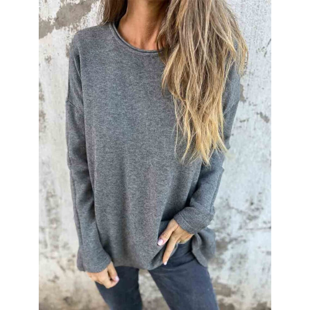 Stilla | Dame Casual Strikket Bluse Med Knaplukning Bagpå