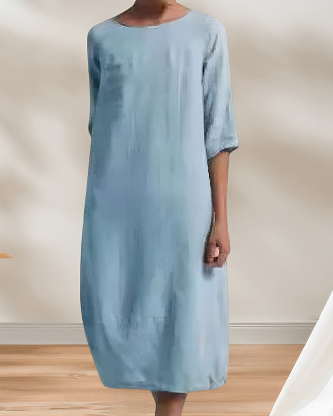 Skovae | Damer Løs Linned Look Enkelt Midikjole
