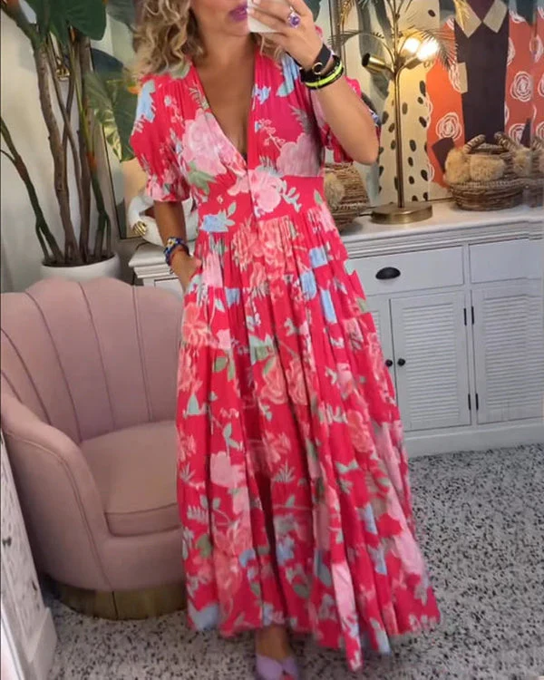 Stilla | Elegant Lang Kjole Med V-hals