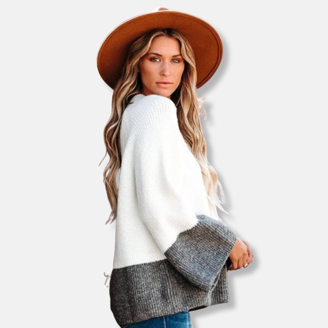 Stilla | Relaxed Fit Pullover Sweater Farveblock Crewneck Pullover