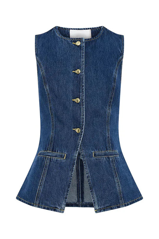 Stilla | Denim Prinsessesømme Taske Vest Top