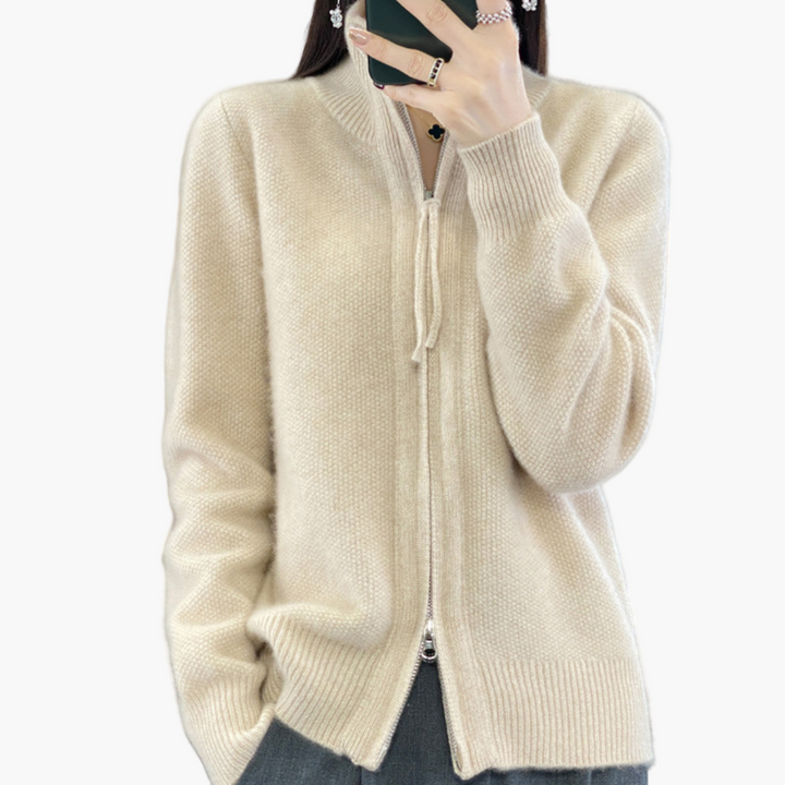 Stilla | Strikjakke med Lynlås - Elegant Casual Stil til Hverdag Og Kontor