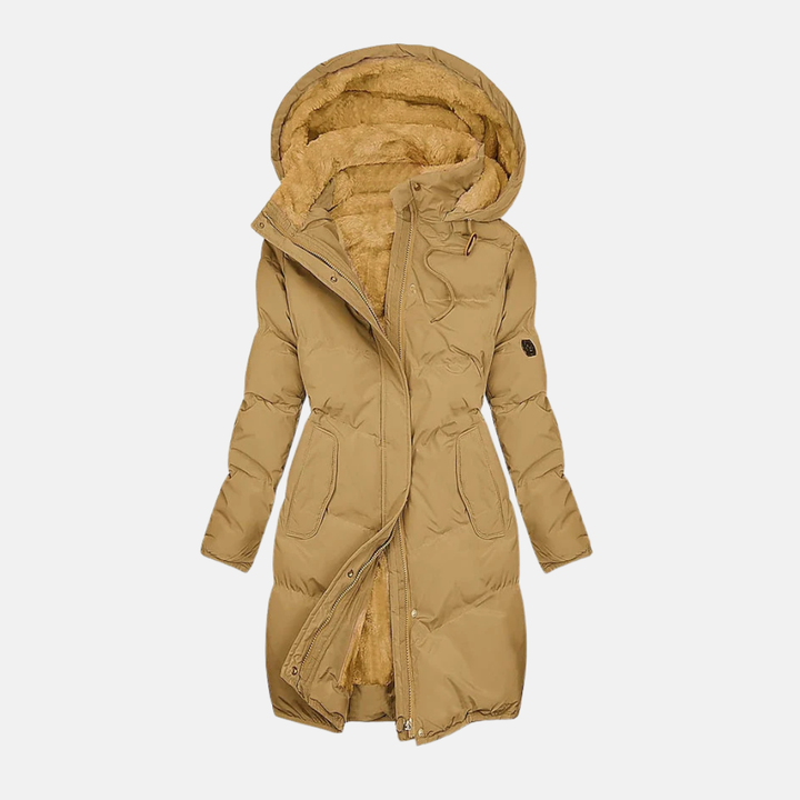 Stilla | Frakke Isoleret Polstret Fyld Ge Quiltet Design Fleece Foring Hætte Justerbar Talje