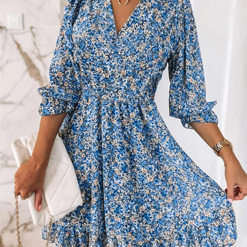 Stilla | Ibiza Komfortabel Kjole med Blomsterprint til Kvinder