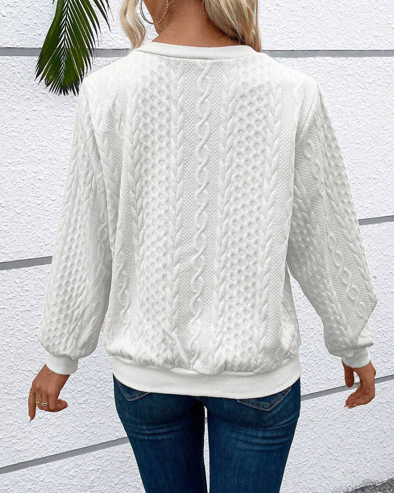 Stilla | Lækkert Ensfarvet Sweater med Lange Ærmer og Lynlås