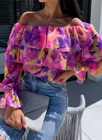 Stilla | Efterår Off Shoulder Lange ærmer Mode