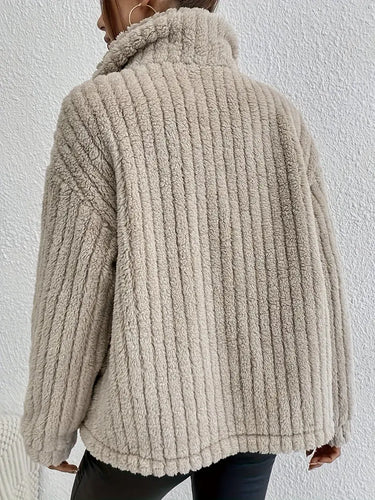 Stilla | Teddy-frakke Blød kunstpels Knaplukning Afslappet snit Stilige design