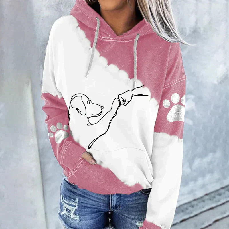 Stilla | Trendy Løs Hoodie med Hundetryk