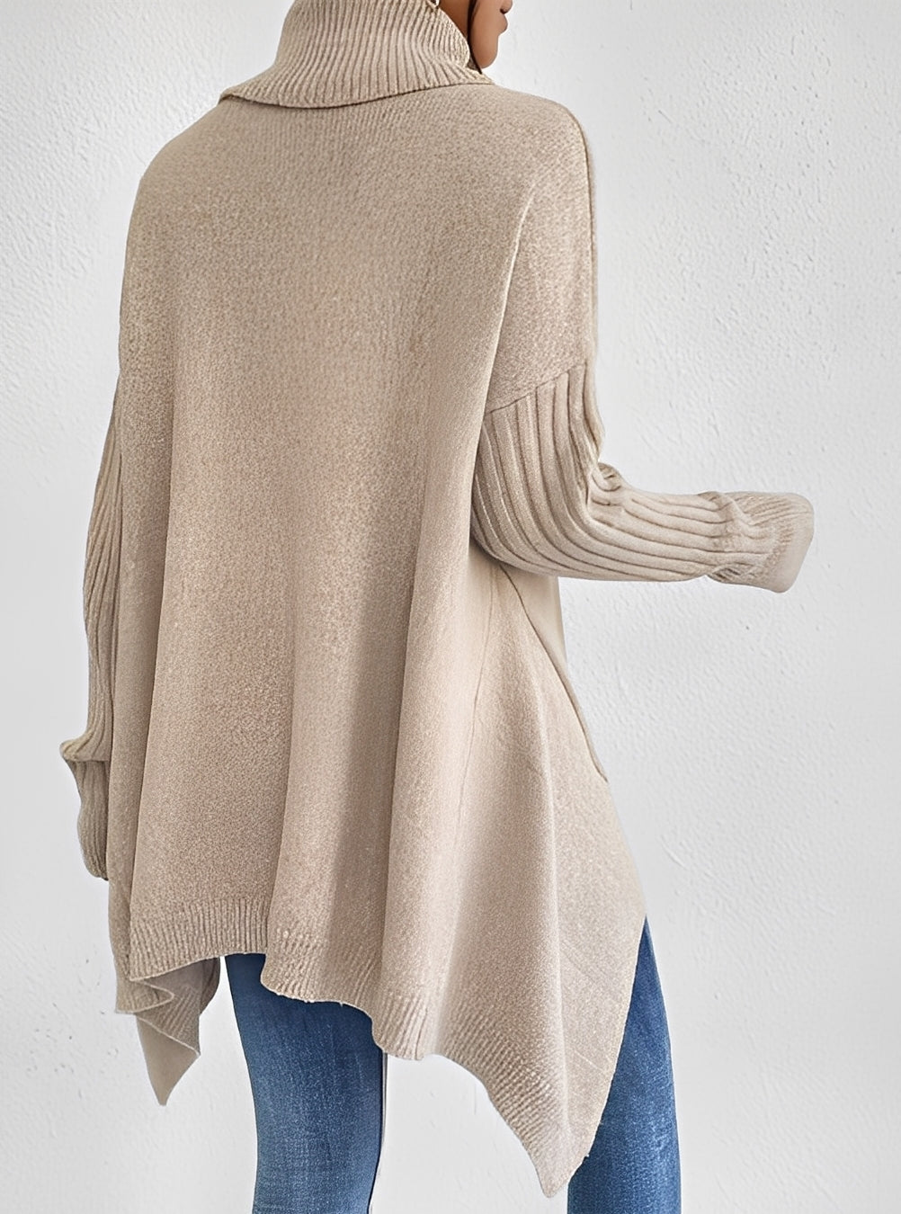 Stilla | Elegant Lang Damepullover med Rullekrave