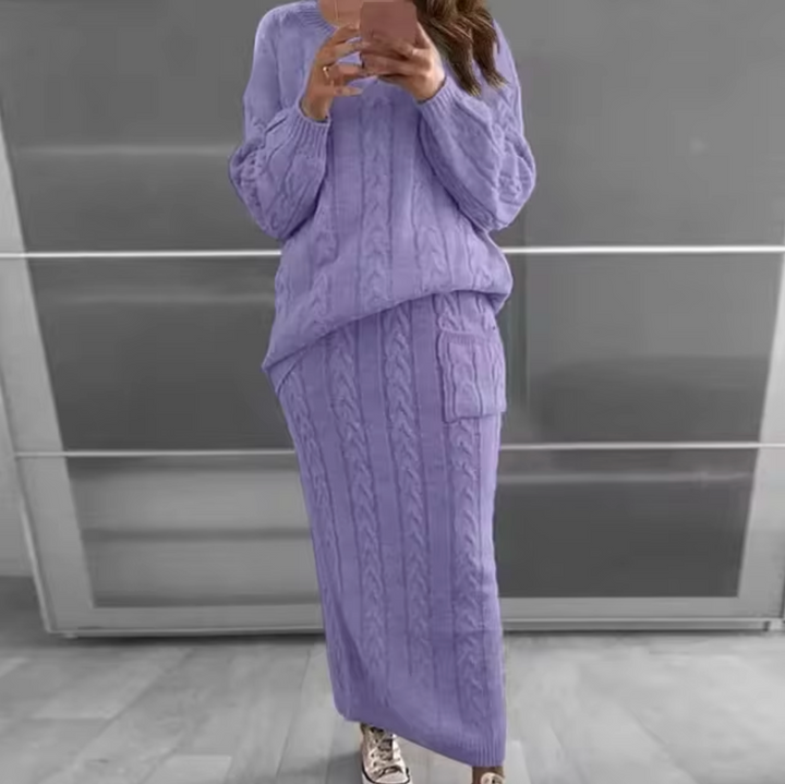Stilla | Elegant Sæt Bestående Af En Strikpullover og En Nederdel