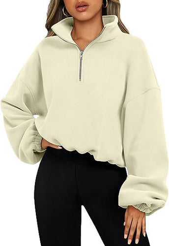 Stilla | Sweatshirt med Halv-Zip og Ståkrave