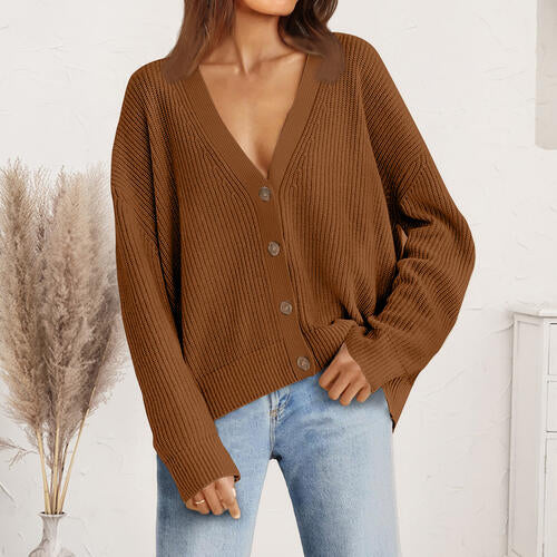 Stilla | Nakke Knap Front Cardigan