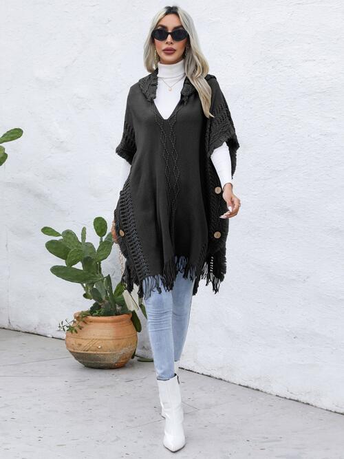 Stilla | Trim Knapperet Hætt Poncho