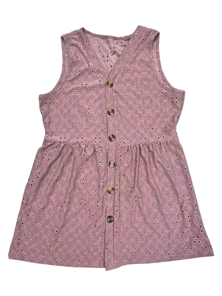 Stilla | Plus Size Eyelet Knap Op V-Hals Tank