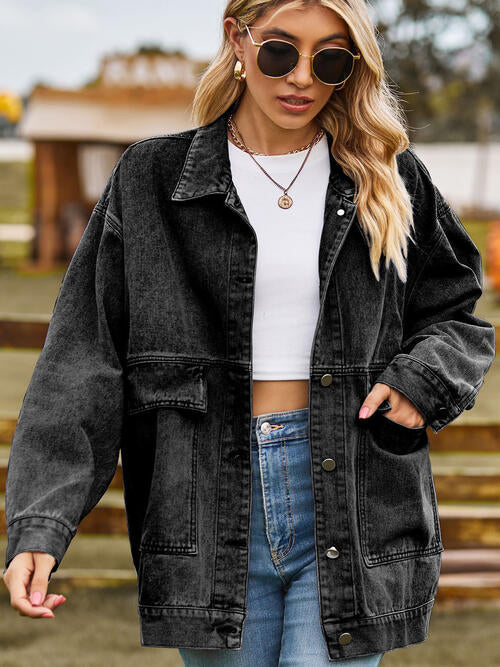 Stilla | Hals Knap-op Denim Jakke