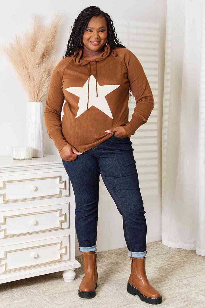 Stilla | Full Size Stjerne Grafik Huooded Sweater