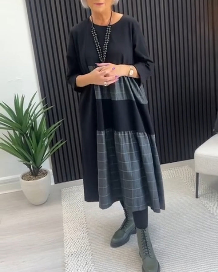 Stilla | Kjole med ternet patchwork og lomme