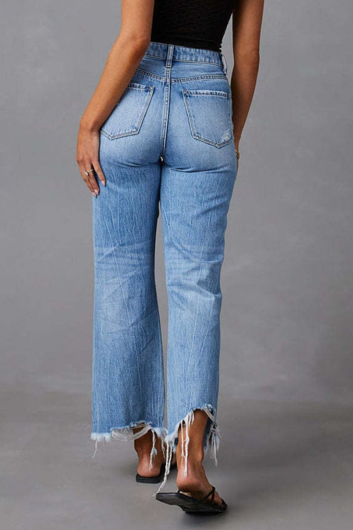 Stilla | Raw Hem Jeans med Lommer