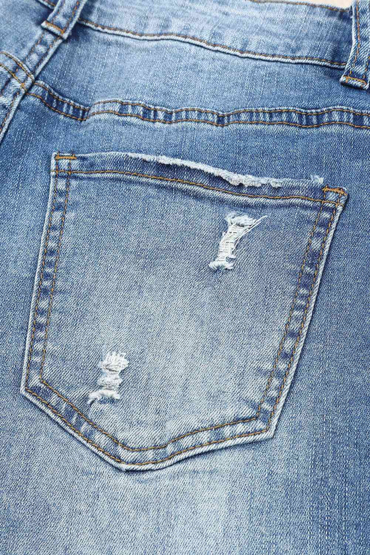 Stilla | Ternede Patches Mid Talje Distressed Jeans